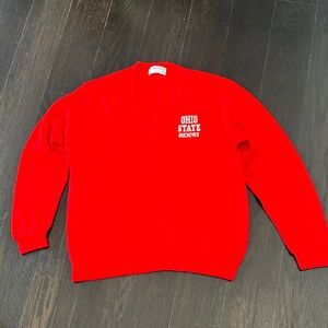Rare 80s Vintage Ohio State Buckeyes Red V-neck Sweater
